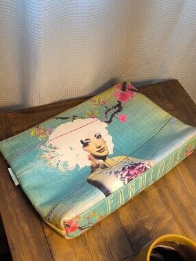Papaya Turquoise Graphic Print Cosmetic Pouch with Yellow Accent Bag